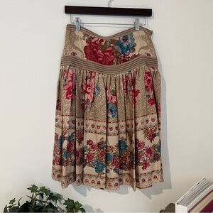 Anthropologie Tracy Reese Plenty 100% Silk Floral Boho Skirt Size 8
